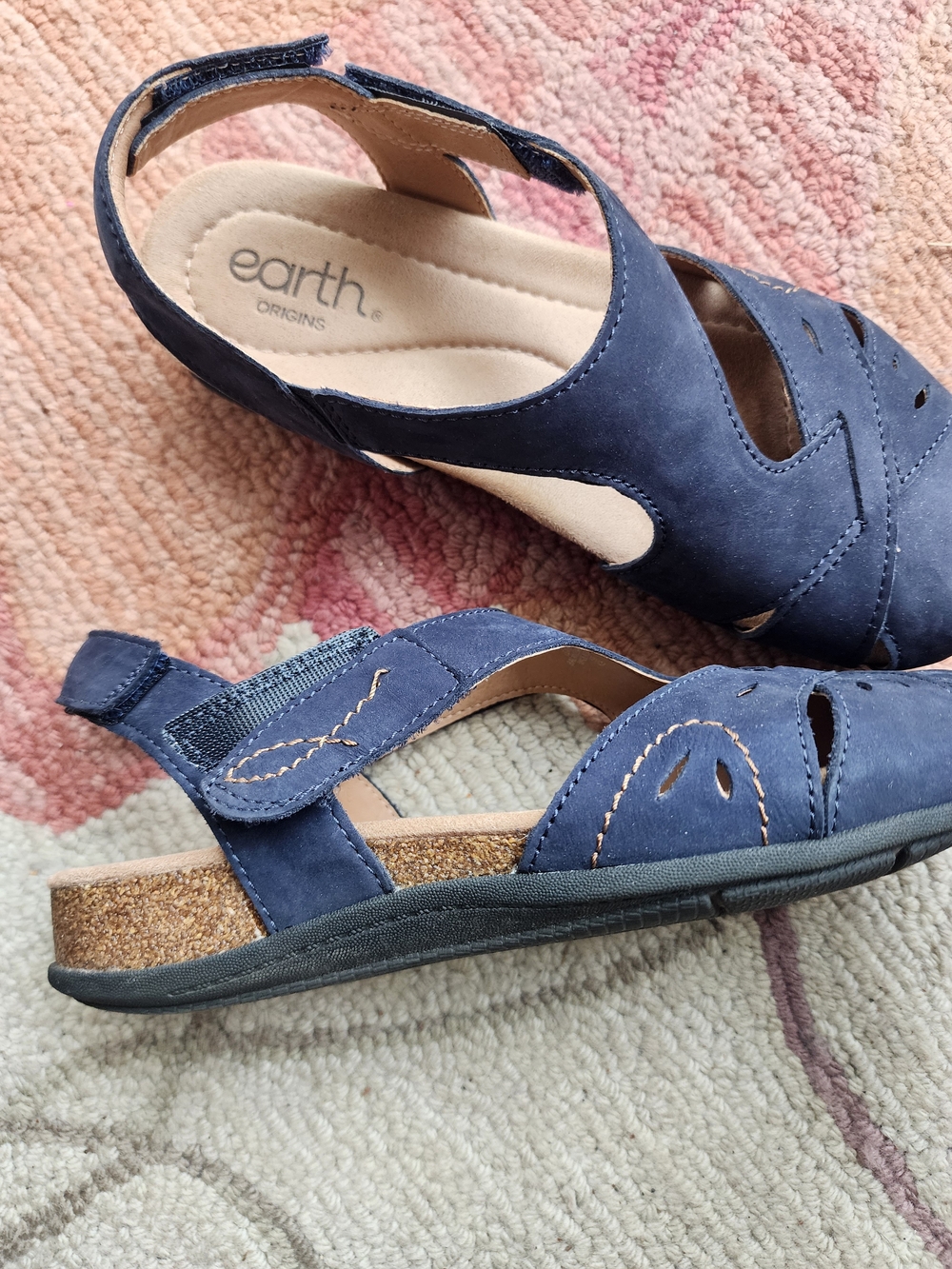 Earth Origins Womens Navy Suede Slingback Sandals